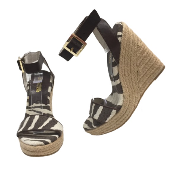 Michael Kors Shoes - Michael Kors Brown Zebra Espadrille Wedges 6